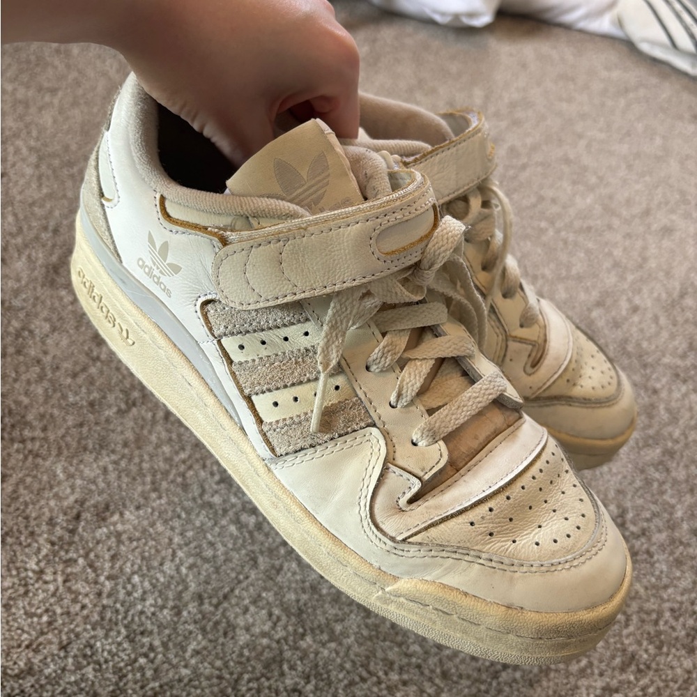 Adidas Pink and Cream Forum Low Sneakers